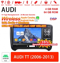 7 pouces Android 13 Autoradio/multimédia 4GB RAM 64GB ROM pour AUDI TT Avec WiFi NAVI Bluetooth USB Carplay / Android Auto intégré