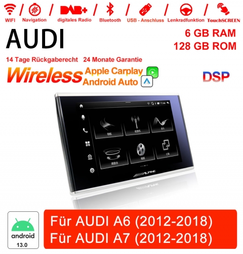 8 pouces Qualcomm Snapdragon 662 8 Core Android 13.0  Autoradio 6Go RAM 128Go ROM pour AUDI A6 2012-2018/AUDI A7 2012-2018 CarPlay intégré