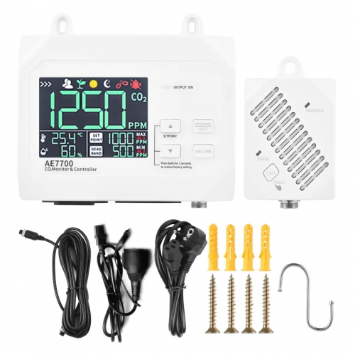 CO2 Monitor and Controller CO2 Concentration Tester Controller 0~9999 ppm Measuring Range with Human and Plant Mode for Cultivation Growing Greenhouse