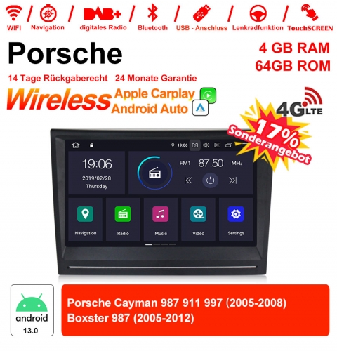 8 pouces Android 13.0 autoradio/multimédia 4GB RAM 64GB ROM pour Porsche Cayman 987911997 Boxster 987 avec WiFi NAVI Bluetooth USB