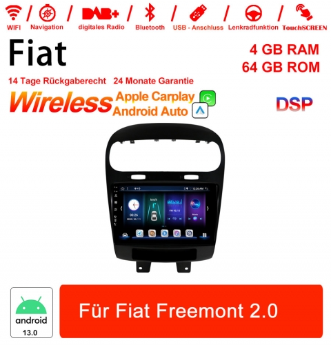 9 Inch Android 13.0 Car Radio / Multimedia 4GB RAM 64GB ROM For Fiat Freemont 2.0 Built-in carplay/android auto