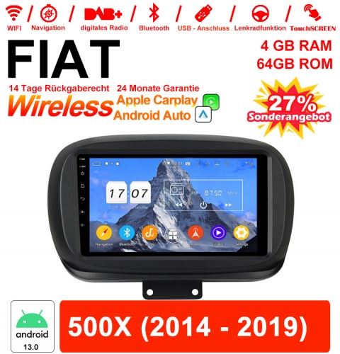 9 Inch Android 13.0 Car Radio / Multimedia 4GB RAM 64GB ROM For FIAT 500X 2014 - 2019 With WiFi NAVI Bluetooth USB