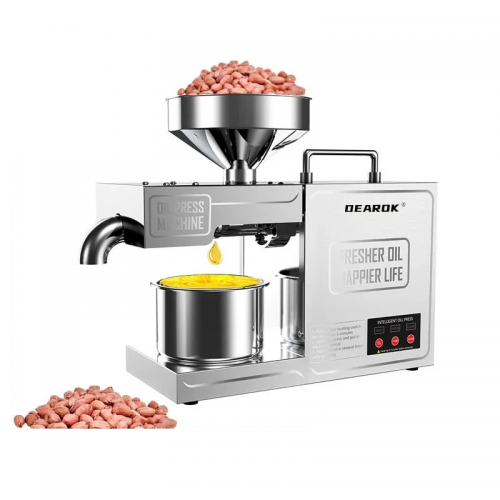 DEAROK-B03 Household Oil Press Oil Extraction Machine Cold Press and Hot Press Mode Olive Sunflower Seed Hydraulic Intelligent Stainless Steel 820W