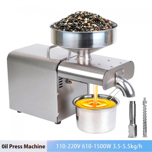 Oil press automatic household linseed oil extractor peanut oil press cold press oil machine 1500w (max)