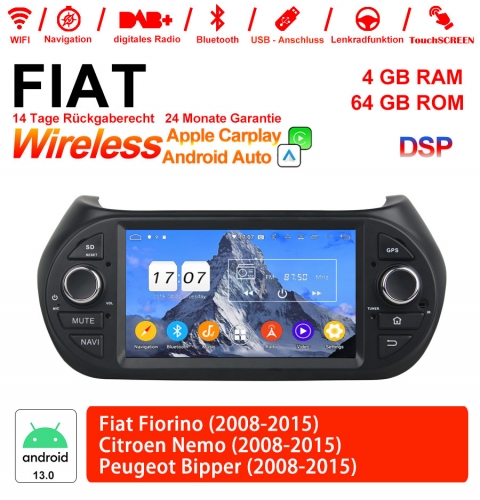 7 pouces Android 13.0 Autoradio / multimédia 4Go de RAM 64Go ROM pour Fiat Fiorino citroën Nemo Peugeot Bipper intégré Carplay/Android Auto