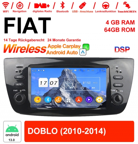 6.1 Inch Android 13.0 Car Radio / Multimedia 4GB RAM 64GB ROM For FIAT DOBLO With WiFi NAVI Bluetooth USB