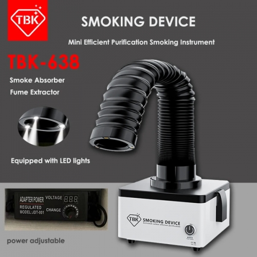TBK-638 Mini effiziente Reinigung Rauch instrument Lötkolben Rauch absorber esd Rauchabzug mit LED-Licht 220V