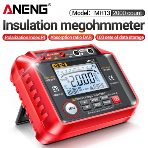 Aneng mh13 ohm tester digital multimeter mego metro insulation earth high voltage resistance meter tester megohm meter tool