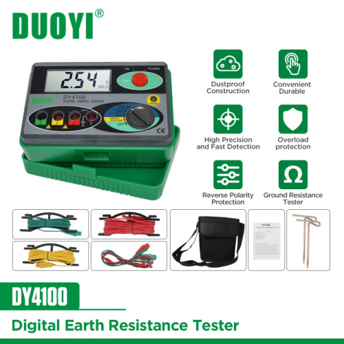 Duoyi dy4100 digital earth resistance Meg-Ohm meter 0-100 Ohm instruments inspection electrician resistance tester
