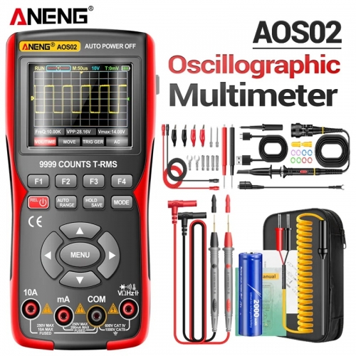 Aneng – oscilloscope numérique aos02, multimètre de test de transistor, taux d'échantillonnage de 48 ms/s, bande passante analogique de 10 mhz