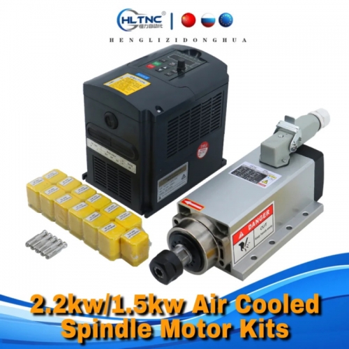 CNC spindle 2.2kw 1.5kw 24000rpm air cooled spindle motor yl vfd inverter 1 set er20 or er11 collet for CNC milling machine