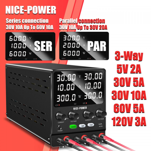 SPS3010-2KD variable dual channel power supply laboratory 3-way 30V 10a voltage regulator series parallel switching power supply for telephone