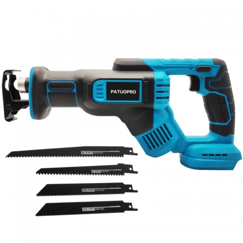 Cordless reciprocating saw chainsaw for wood/metal cutting with 4 pieces blades for Makita 18 V battery (no battery)