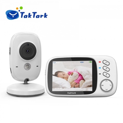 Taktark 3.2 inch wireless video baby monitor with lullaby ern auto night vision two-way intercom temperature monitoring babysitter