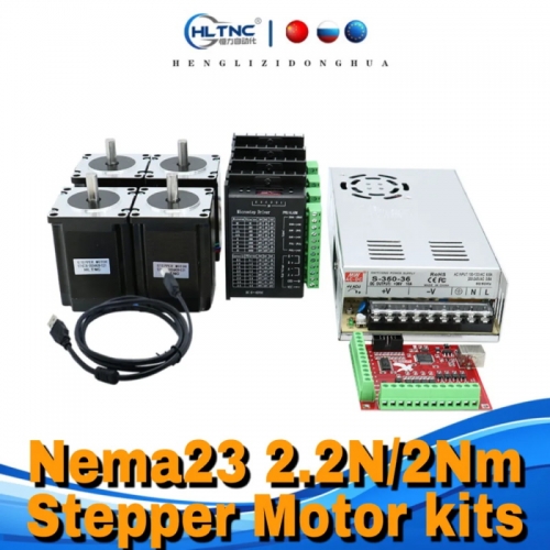 CNC kit 2.2n/2nm 3a nema 23 57x82mm/76mm stepper motor tb6600 dm542 dm556 driver 350w power supply mach3 controller card