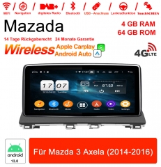 10 Zoll Android 13.0 Autoradio / Multimedia 4GB RAM 64GB ROM Für Mazda 3 Axela 2014-2016 MIT Navi Bluetooth WIFI Eingebautes Carplay Android