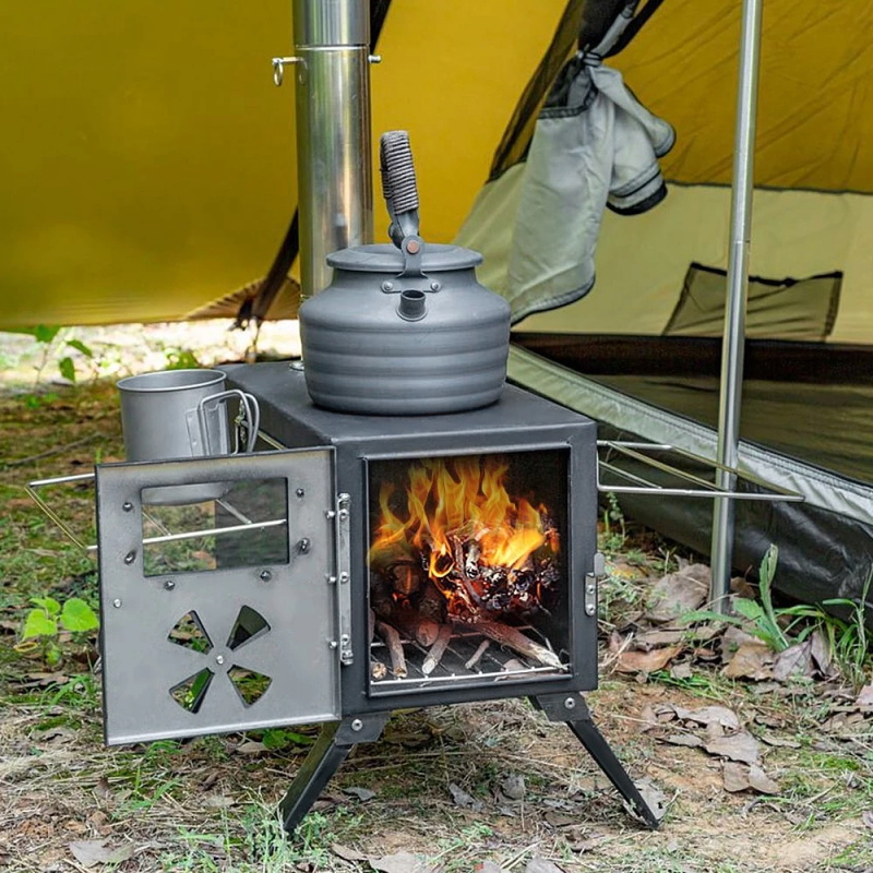 Multifunctional outdoor wood stove