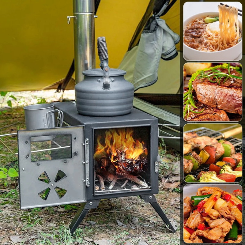 Multifunctional outdoor wood stove