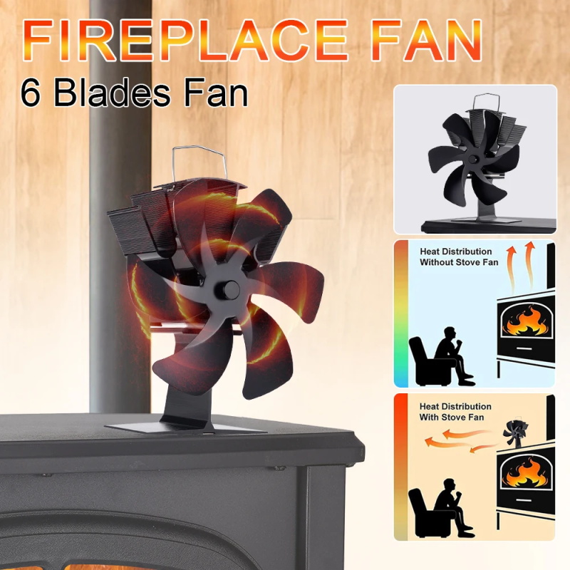 6 Blades Heat Powered Stove Fan