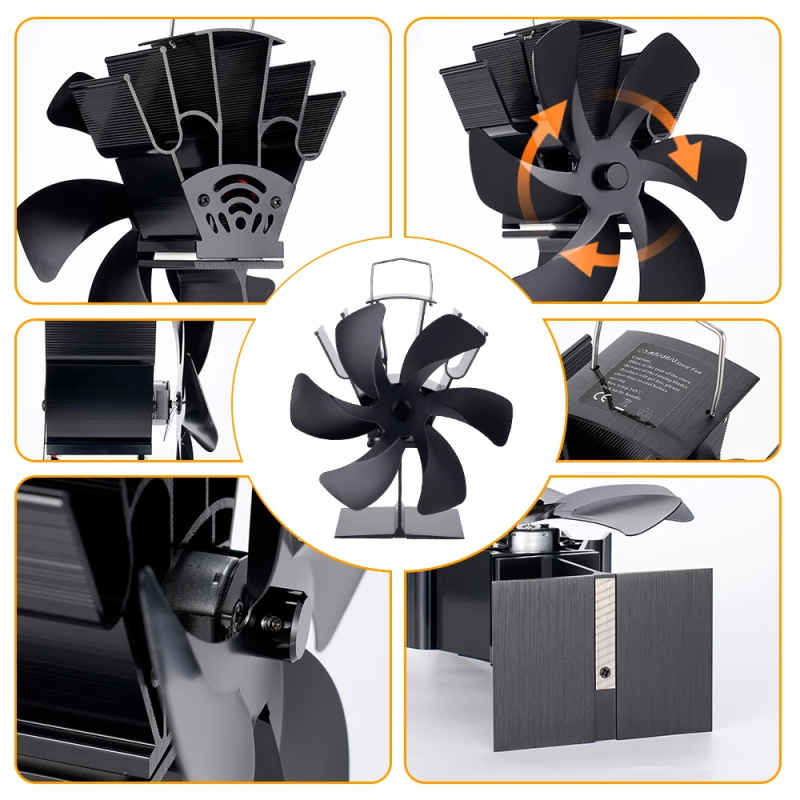 6 Blades Heat Powered Stove Fan