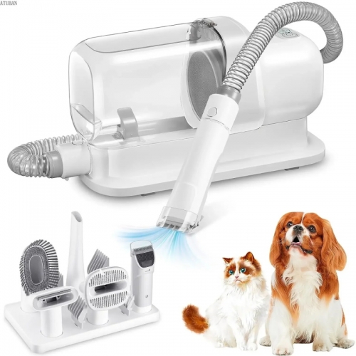 Aspirateur de toilettage pour chiens et Kit de toilettage pour animaux avec capacité de 2.3 l,tasse à poussière pour poils d'animaux,brosse pour chien