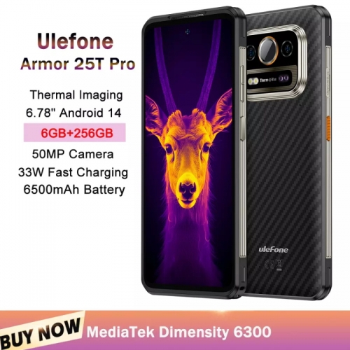 Ulefone Armor 25T Pro 5G Android 14 Rugged Smartphone 6GB RAM 256GB ROM 6.78'' Thermal Imaging NFC OTG
