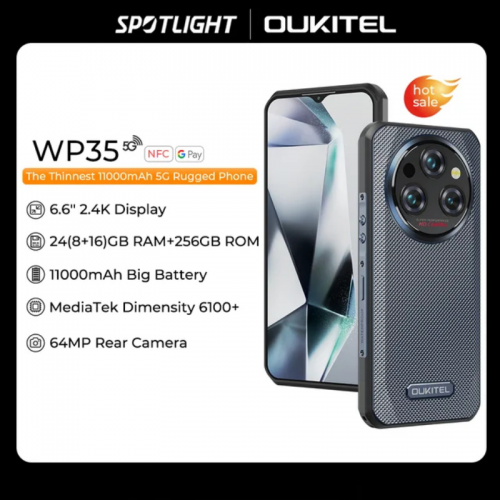 Oukitel WP35 5g smartphone robuste 11000mAh 24GB 256GB téléphone portable 64MP NFC téléphone portable Android 14