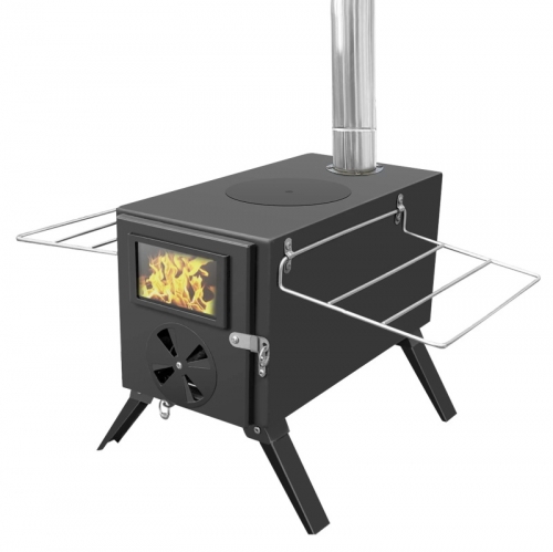 Multifunctional outdoor wood stove with removable chimney