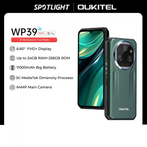Oukitel WP39 5g smartphone robuste 24GB 256GB 6.60 "fhd 64mp caméra 11000mah téléphone portable Android 14