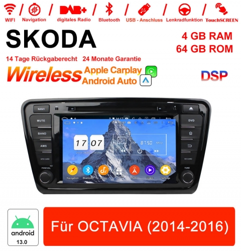 8 pouces Android 12.0 Autoradio  / multimédia 4Go de RAM 64Go de ROM pour SKODA OCTAVIA avec WiFi NAVI Bluetooth USB