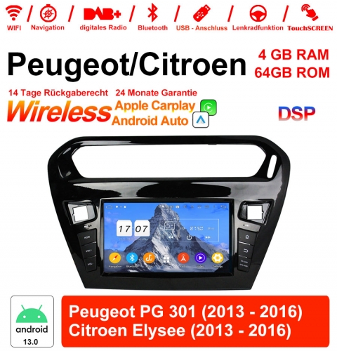Autoradio 8 pouces Android 13.0 / multimédia 4 Go de RAM 64 Go de ROM pour Peugeot PG 301 / CITROEN Elysée avec WiFi NAVI Bluetooth USB