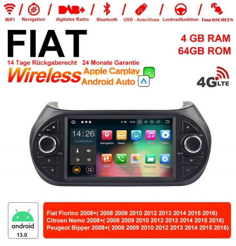 7  Zoll Android 13.0 Autoradio / Multimedia 4GB RAM 64GB ROM  Für Fiat Fiorino Citroen Nemo Peugeot Bipper