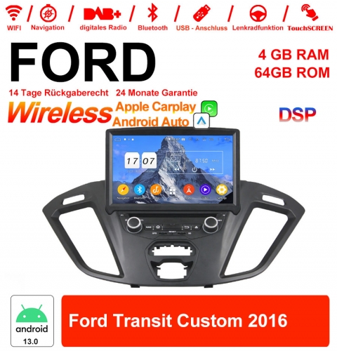 8 pouces Android 13.0 Autoradio / multimédia 4Go de RAM 64Go de ROM pour Ford Transit Custom 2016 avec WiFi NAVI Bluetooth USB