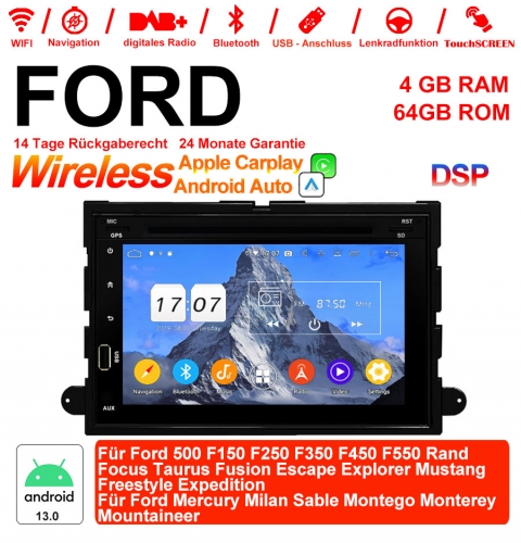 7 Zoll Android 13.0 Autoradio/Multimedia 4GB RAM 64GB ROM Für Ford 500 F150... Rand Focus Taurus Fusion Escape Explorer Mustang Freestyle Expedition..