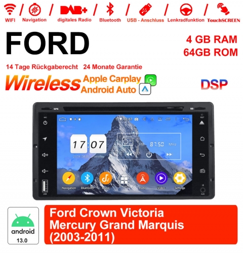 6,2 pouces Android 13.0 Autoradio/ multimédia 4Go de RAM 64Go de ROM pour Ford Crown Victoria Mercury Grand Marquis 2003-2011 avec WiFi NAVI Bluetoot