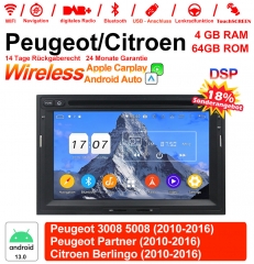 7 Zoll Android 13.0 Autoradio/Multimedia 4GB RAM 64GB ROM Für Peugeot 3008 5008 Partner / Citroen Berlingo Mit WiFi NAVI Bluetooth USB