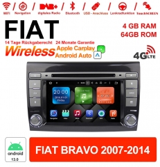 7 Zoll Android 13.0 Octa-core Autoradio / Multimedia 4GB RAM 64GB ROM für Fiat Bravo(2007-2014) Built-in Carplay / Android Auto