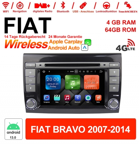 7 Inch Android 13.0 Octa-core Car Radio / Multimedia 4GB RAM 64GB ROM for Fiat Bravo (2007-2014) Built-in Carplay / Android Auto