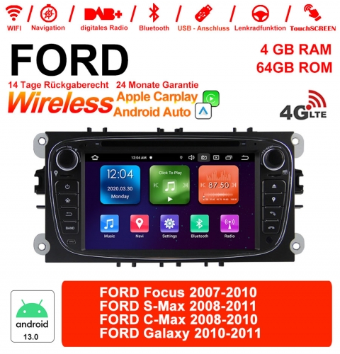 7 pouces Android 13.0 4G LTE Autoradio / Multimedia 4GB RAM 64GB ROM pour Ford Focus Carplay intégre /Android Auto
