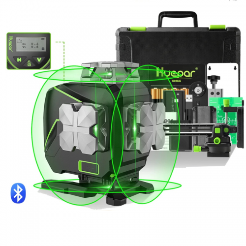 Niveau Laser à lignes croisées 4D 16 lignes, fonctions Bluetooth et télécommande, lignes à faisceau vert avec étui de transport rigide