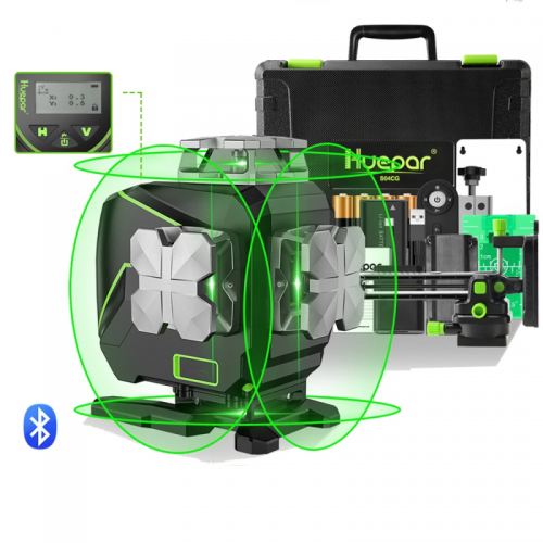 16 Lines 4D Cross Line Laser Level Bluetooth and Remote Control Functions Green Beam Lines With Hard Carry Case