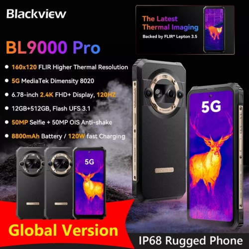 Blackview BL9000 Pro 5G téléphone robuste 36Go + 512Go caméra à imagerie thermique FLIR 120W
