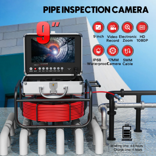 Endoscope industriel de canalisation d'égout de Drain de DVR IP68 caméra d'inspection de tuyau d'enregistrement de 17MM avec la carte 16G TF