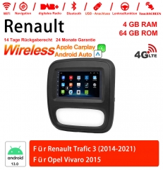 7 Inch Android 13.0 Car Radio / Multimedia 4GB RAM 64GB ROM For Renault Trafic 3 2014-2021/Opel Vivaro 2015 Built-in carplay/android auto