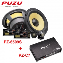 PUZU PZ-6509S Car Audio Passive Two Piece Speaker System Midwoofer Tweeter Crossover + Puzu PZ-C7 Car DSP Amplifier