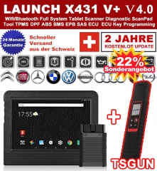 La dernière version LAUNCH X431 V+ V4.0 OBD2 EOBD Outil de diagnostic + TSGUN Détecteur de pression des pneus TPMS