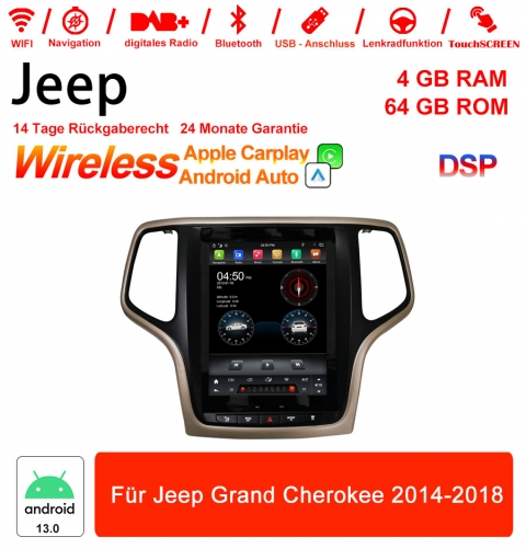 9.7 pouces Android 13.0 Autoradio / Multimédia 4 Go de RAM 64 Go ROM pour Jeep Grand Cherokee 2014-2018 Carplay intégré / Android Auto