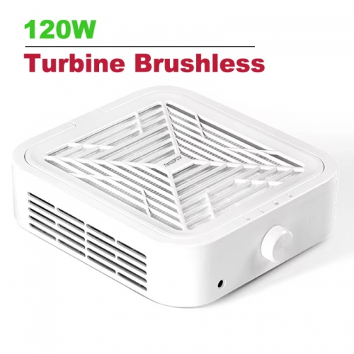 Brushless turbine nail dust collector with strong suction power 120W nail dust vacuum cleaner for manicure with removable filter without noise