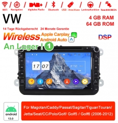 8 Zoll Android 13.0 Autoradio / Multimedia 4GB RAM 64GB ROM Für Magotan,Passat,Seat,Golf 2006-2012 MIT Navi Bluetooth WIFI Eingebautes Carplay Android