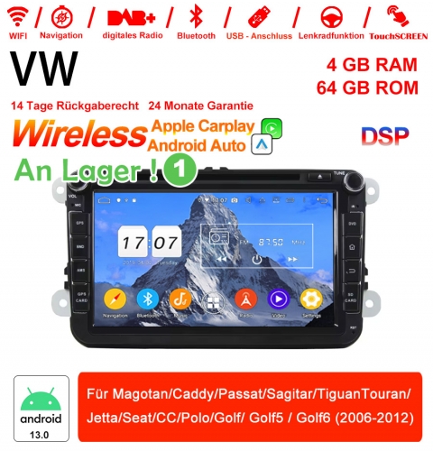 8 Zoll Android 13.0 Autoradio / Multimedia 4GB RAM 64GB ROM Für Magotan,Passat,Seat,Golf 2006-2012 MIT Navi Bluetooth WIFI Eingebautes Carplay Android